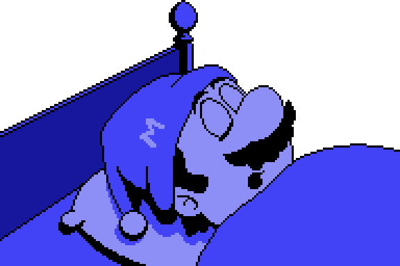 Mario sleeping, from the ending of Super Mario Bros. 2