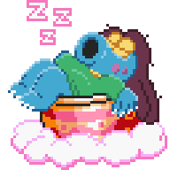 Sprite of my sona sleeping in a SMB2 cloud and pot