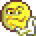 Gif of a smiley from MSN messenger stroking their chin with a bold expression.